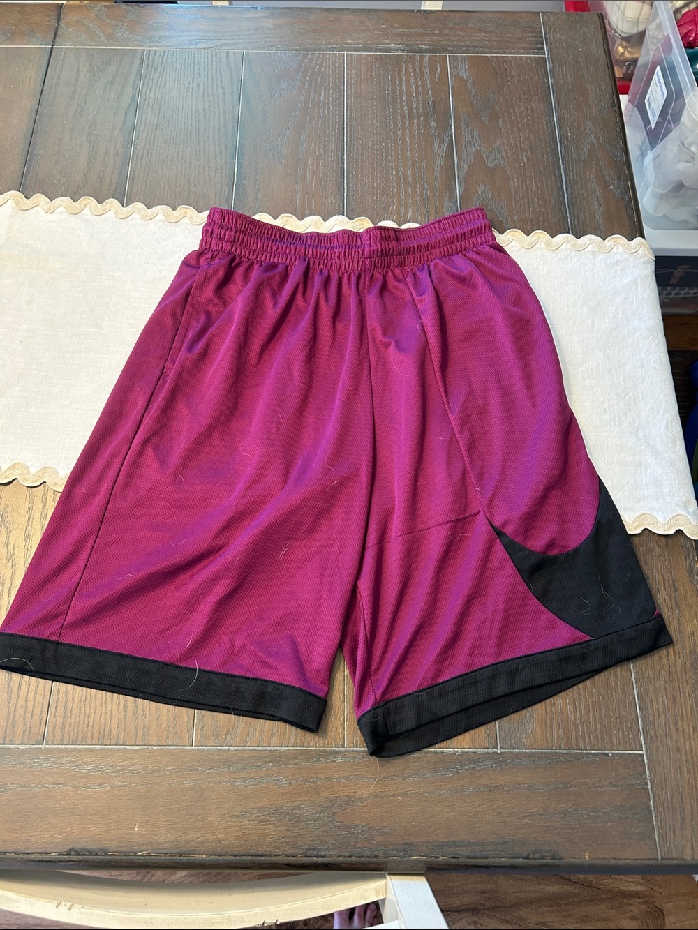 Nike Men's Athletic Shorts in Deep Magenta with Black Trim